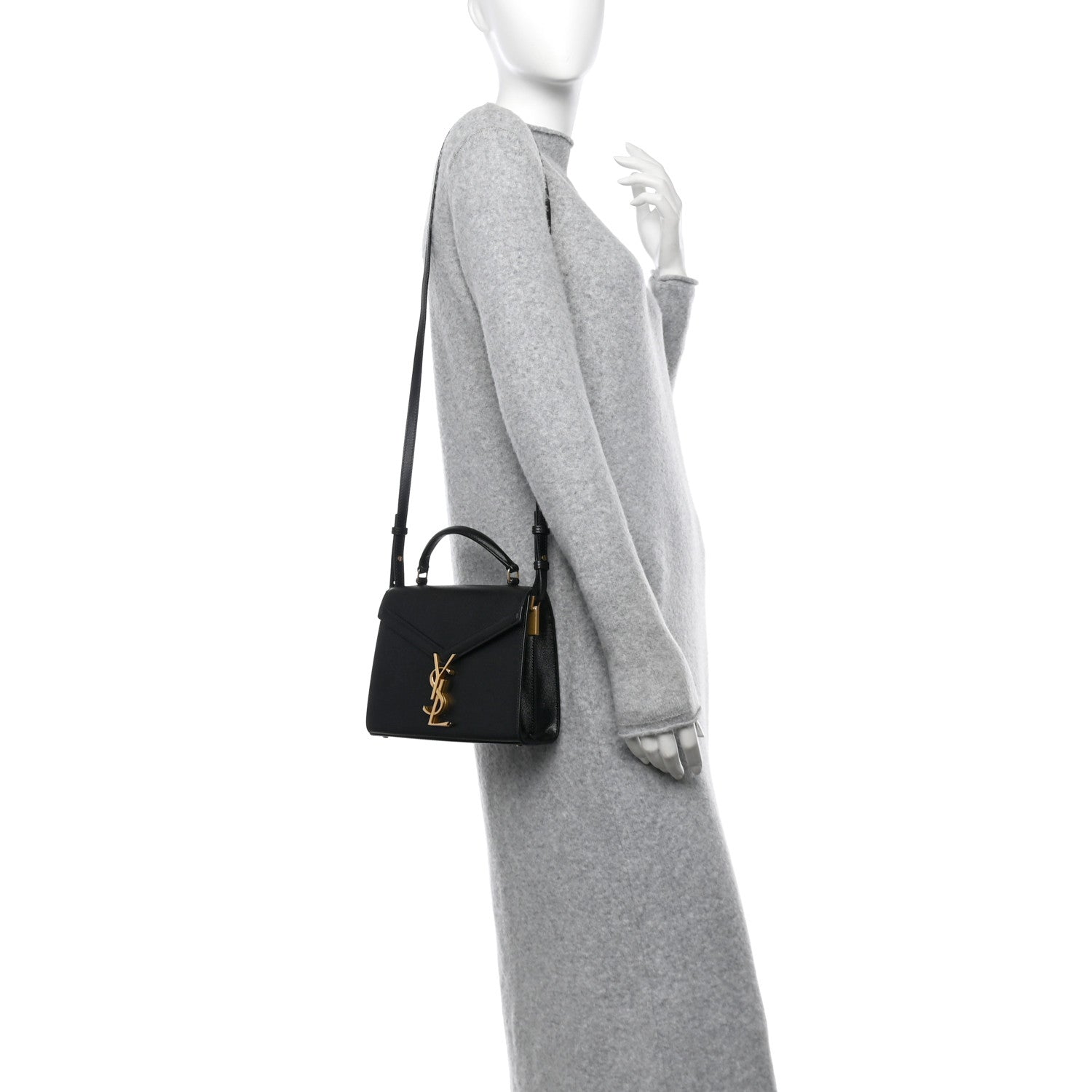 Saint Laurent Grain de Poudre Mini Classic Monogram Cassandra Top Handle Black 2 of 10