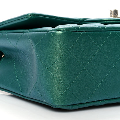 Chanel Iridescent Calfskin Quilted Mini Rectangular Flap Green 9 of 10