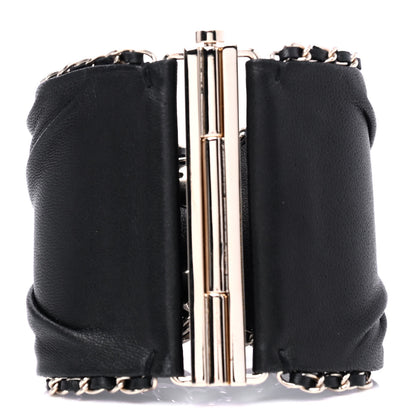 Chanel Lambskin Chain CC Cuff Bracelet Black Gold 2 of 5