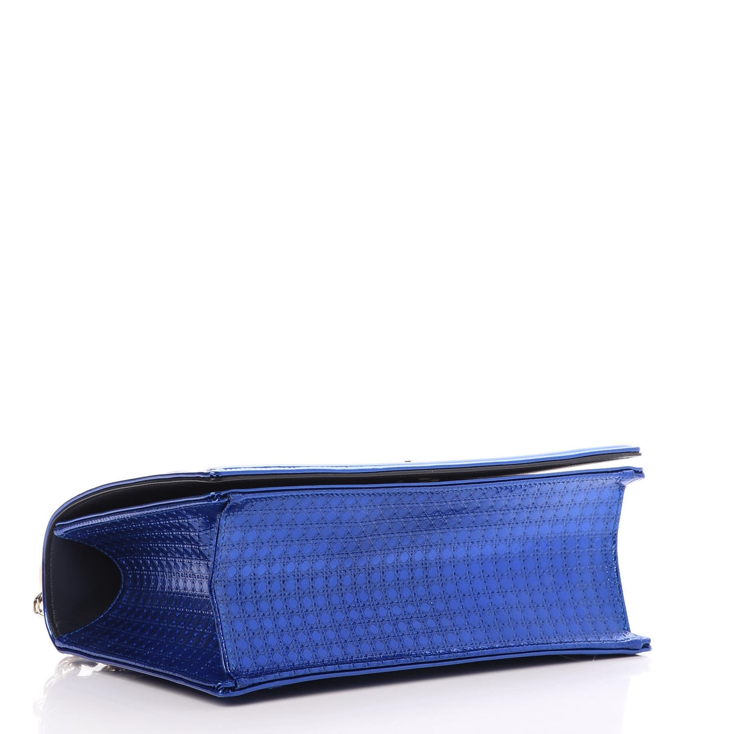 Metallic Patent Micro-Cannage Medium Diorama Flap Bag Blue