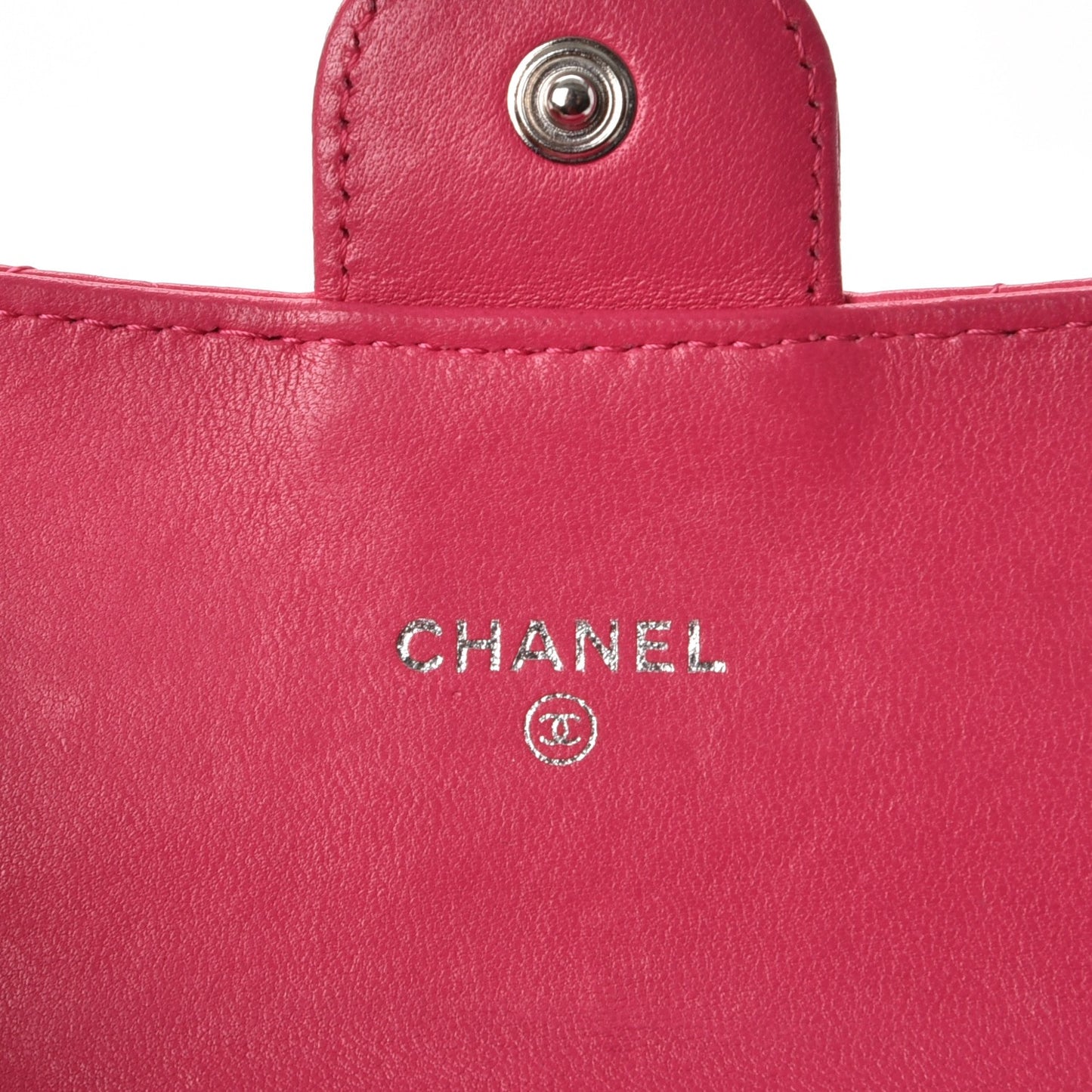 Lambskin Quilted Small Flap Wallet Fuchsia