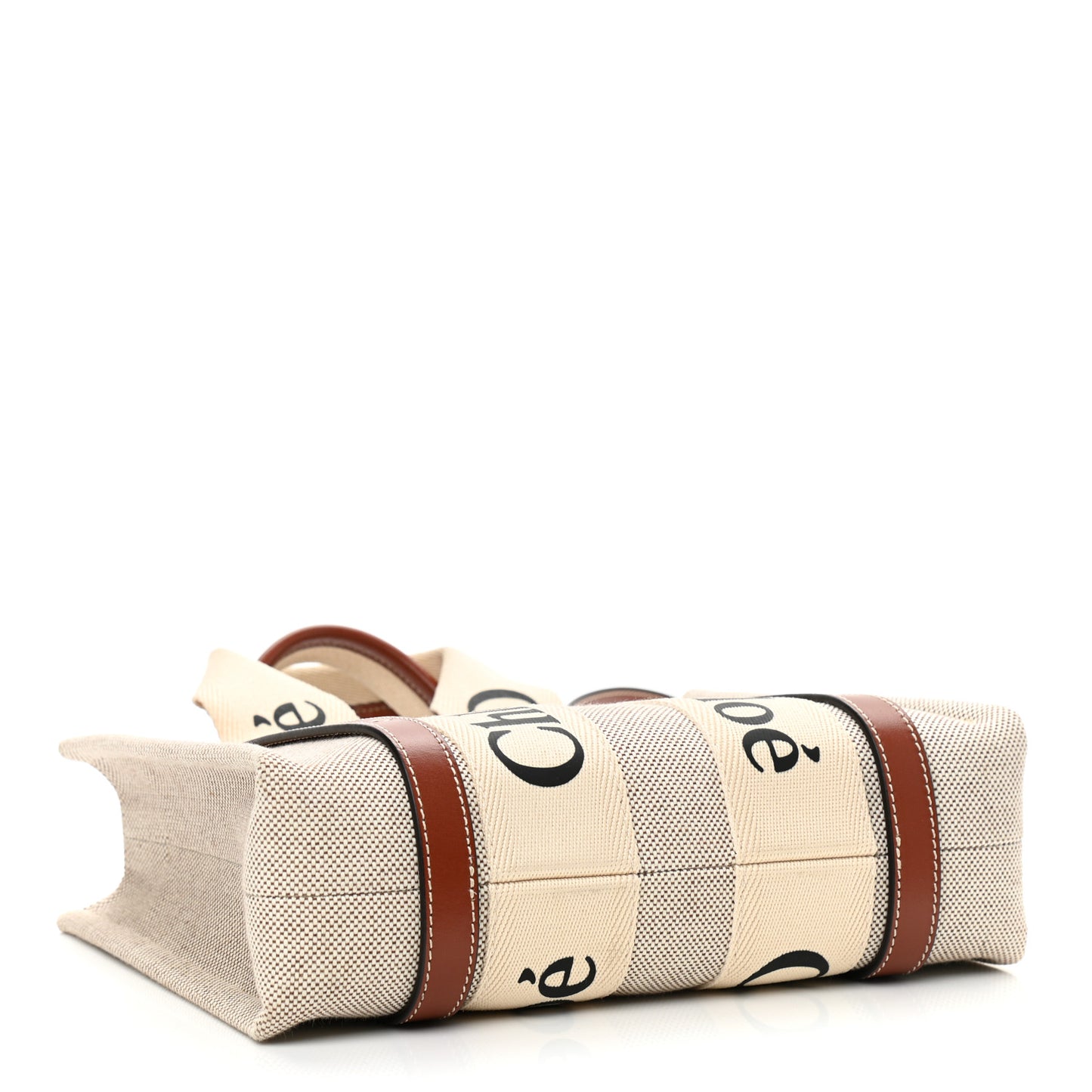 Cotton Calfskin Small Woody Ribbon Tote With Strap White Brown