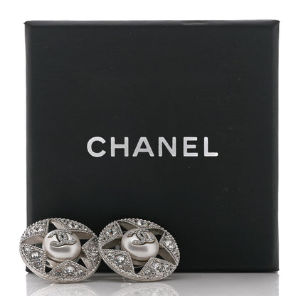 Chanel Pearl Crystal Star CC Round Earrings Gold 5 of 5