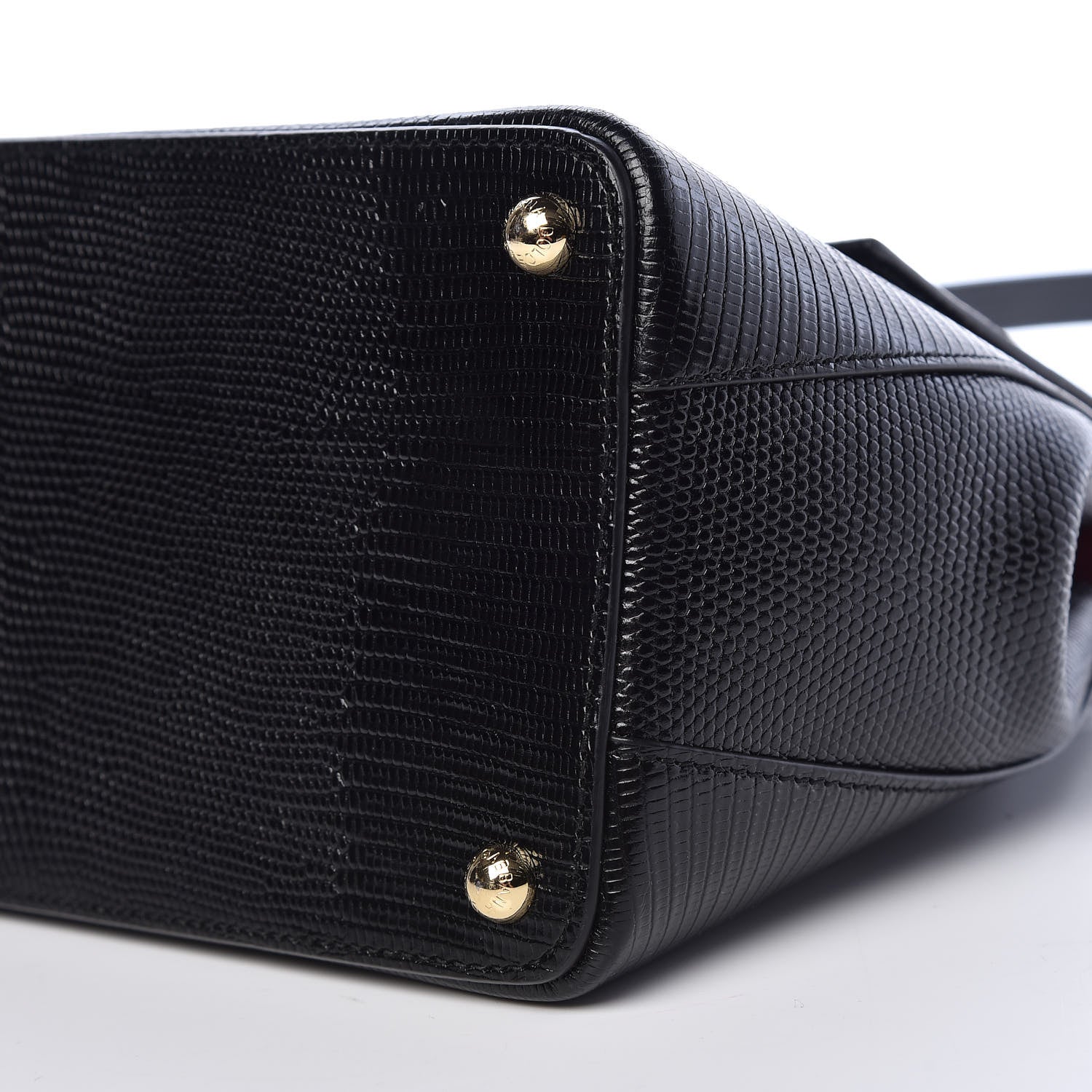 Dolce & Gabbana Iguana Calfskin Embossed Lucia Top Handle Bag Black 8 of 9