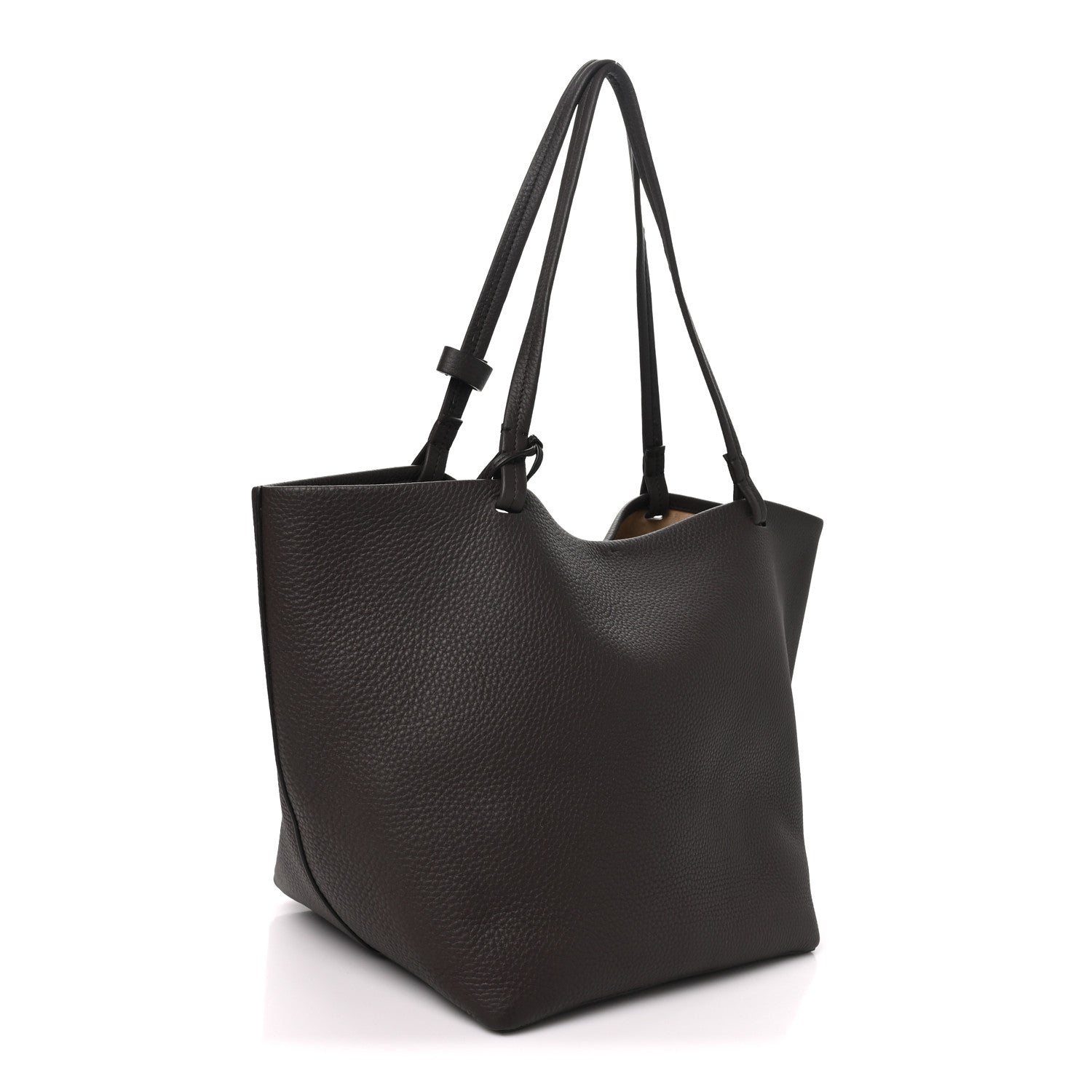 The Row Grained Calfskin Park Tote Three Dark Taupe 4 of 11