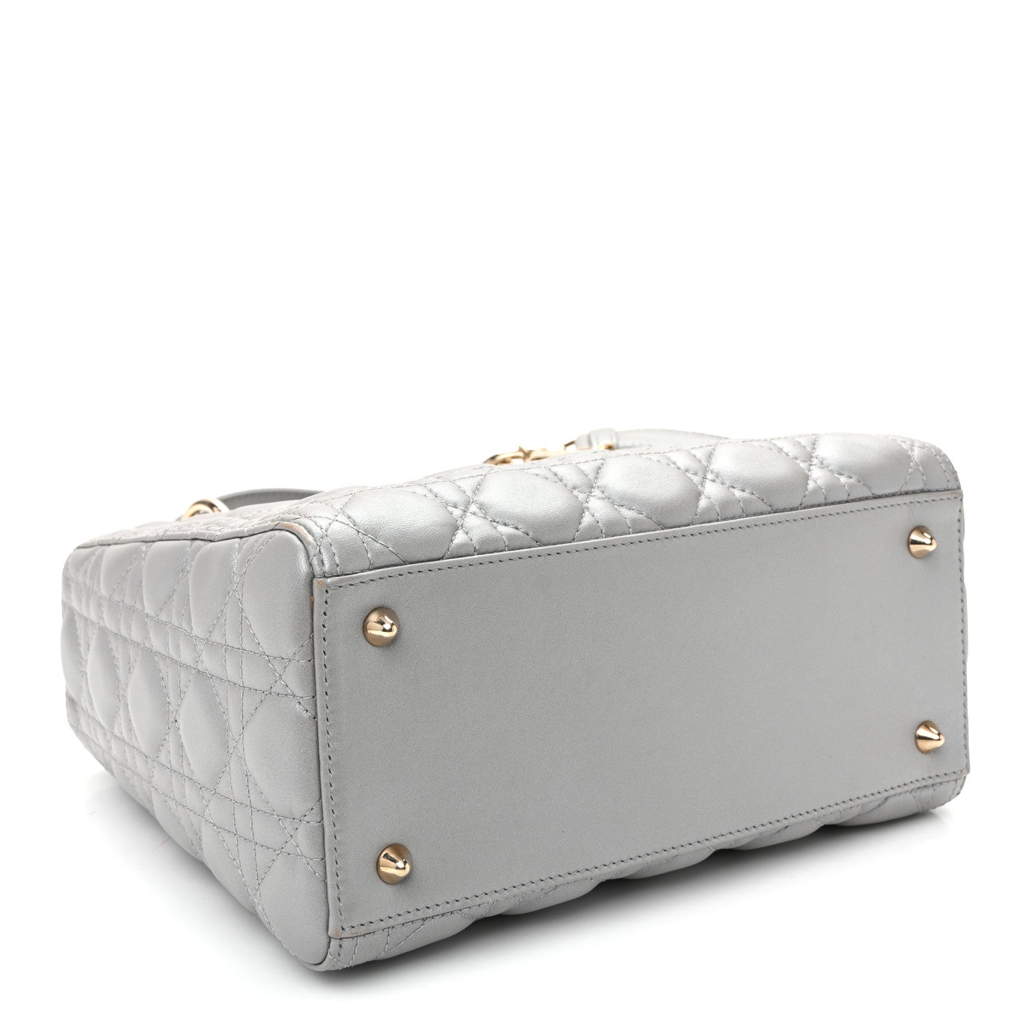 Christian Dior Pearly Lambskin Cannage Medium Lady Dior Grey 4 of 10