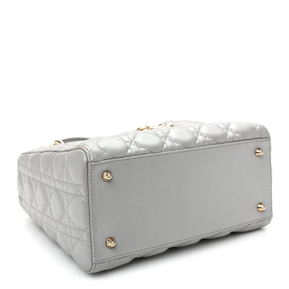 Christian Dior Pearly Lambskin Cannage Medium Lady Dior Grey 4 of 10