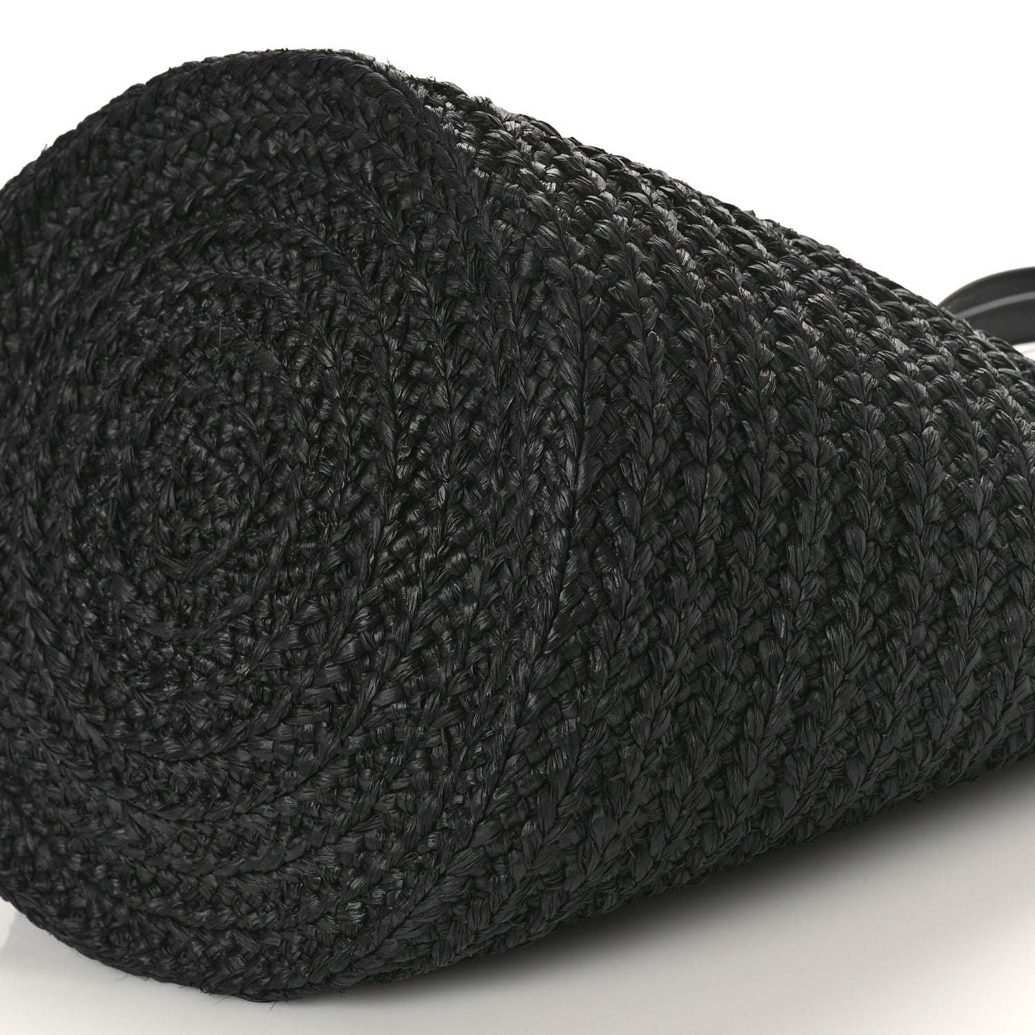 Saint Laurent Raffia Calfskin Celtic Buckle Medium Panier Tote Black 8 of 11