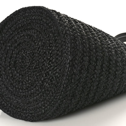 Saint Laurent Raffia Calfskin Celtic Buckle Medium Panier Tote Black 8 of 11