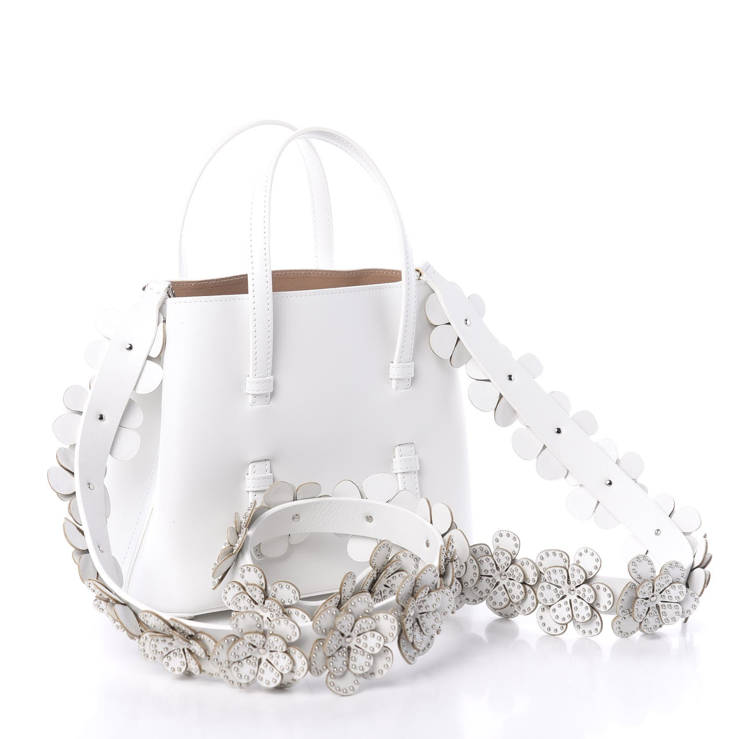 Alaia Calfskin Studded Mina 20 Bag White 3 of 9