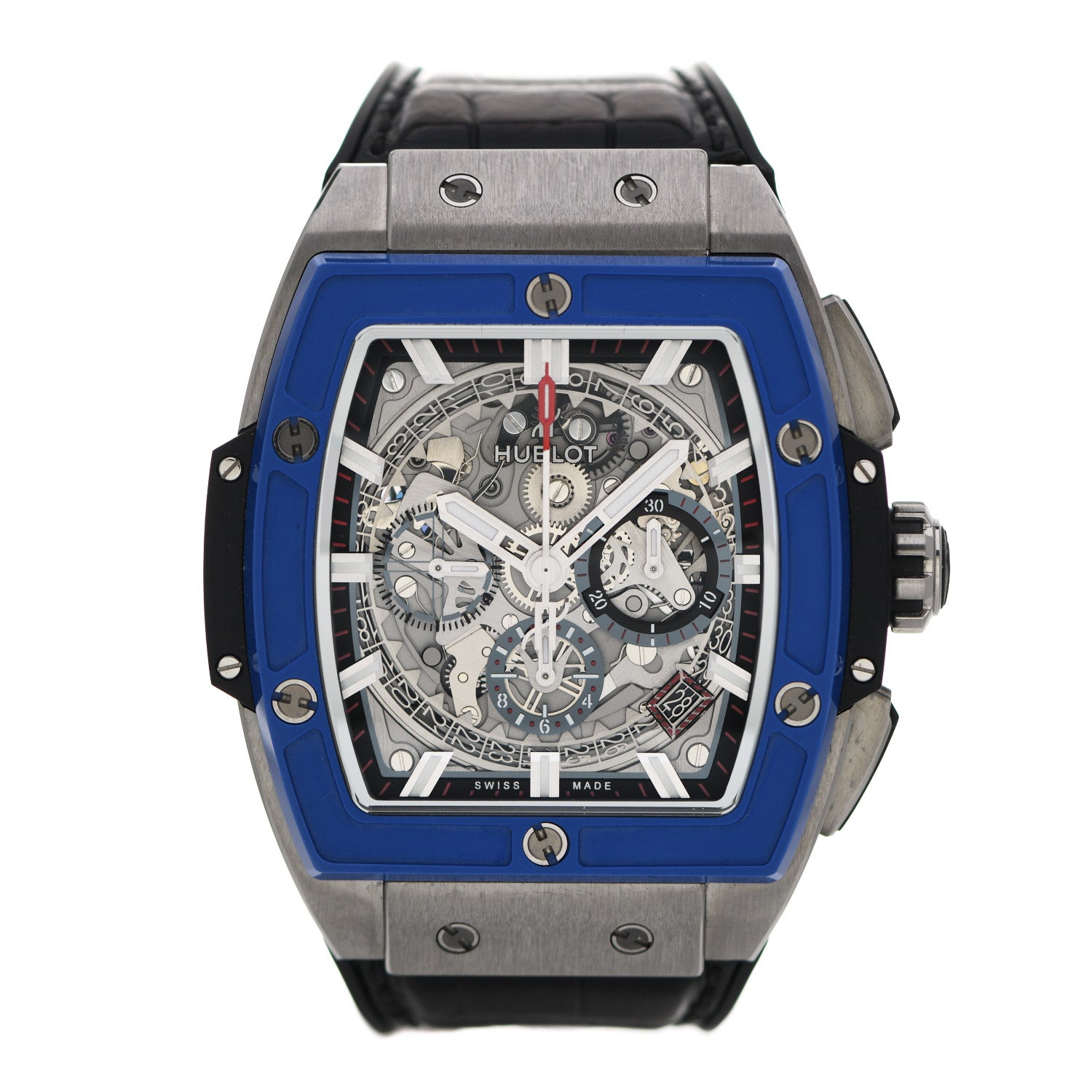 Hublot Titanium Alligator 42mm Spirit of Big Bang Automatic Watch Blue 641.NM.0173.LR 1 of 5