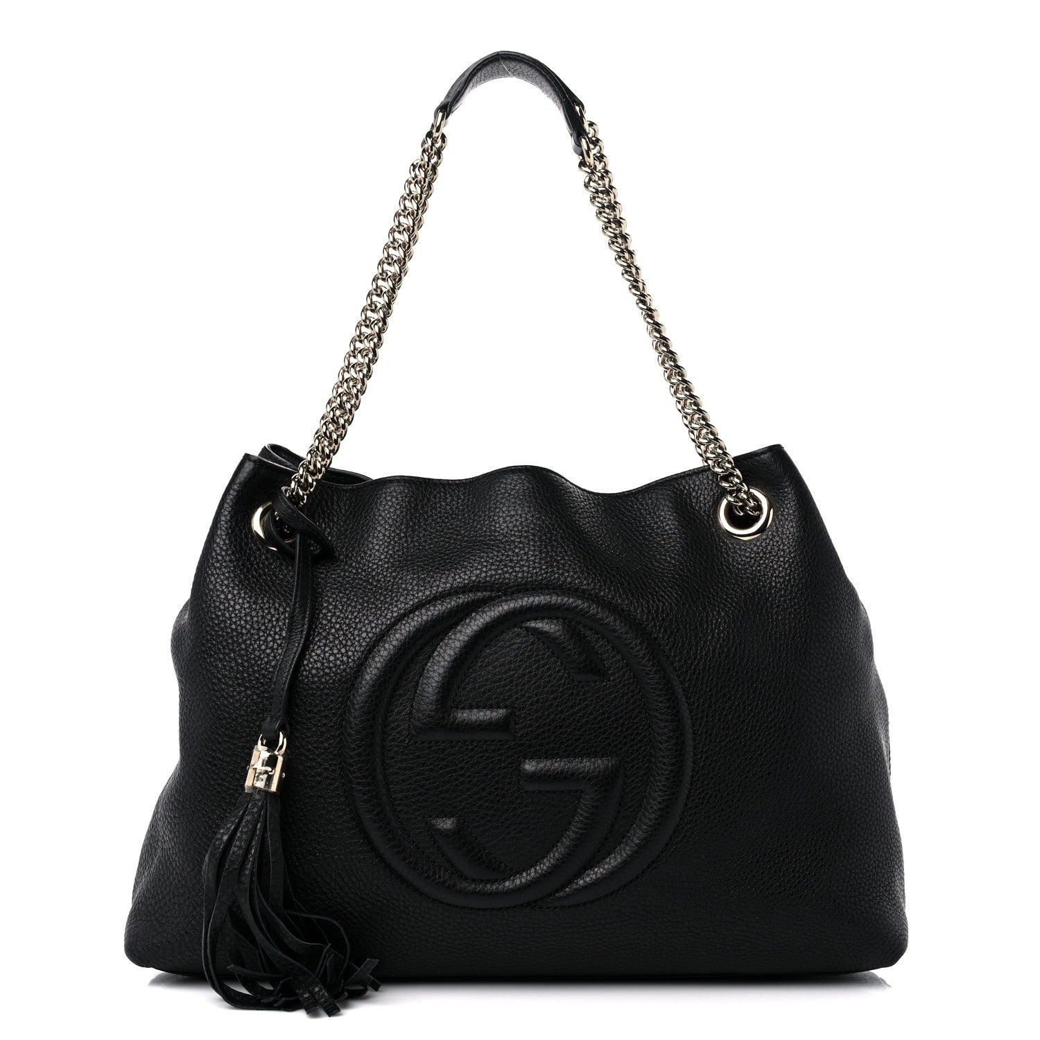 Gucci Pebbled Calfskin Medium Soho Chain Shoulder Bag Black 1 of 13