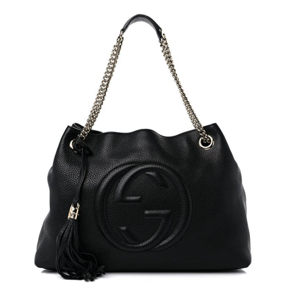 Gucci Pebbled Calfskin Medium Soho Chain Shoulder Bag Black 1 of 13