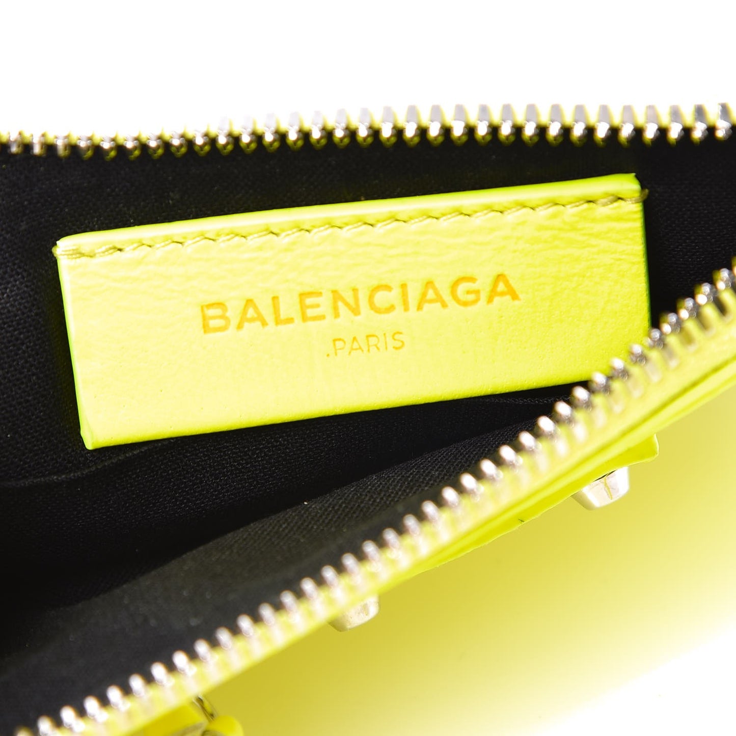 Agneau Arena Classic Hardware Mini Pouch Jaune Fluo