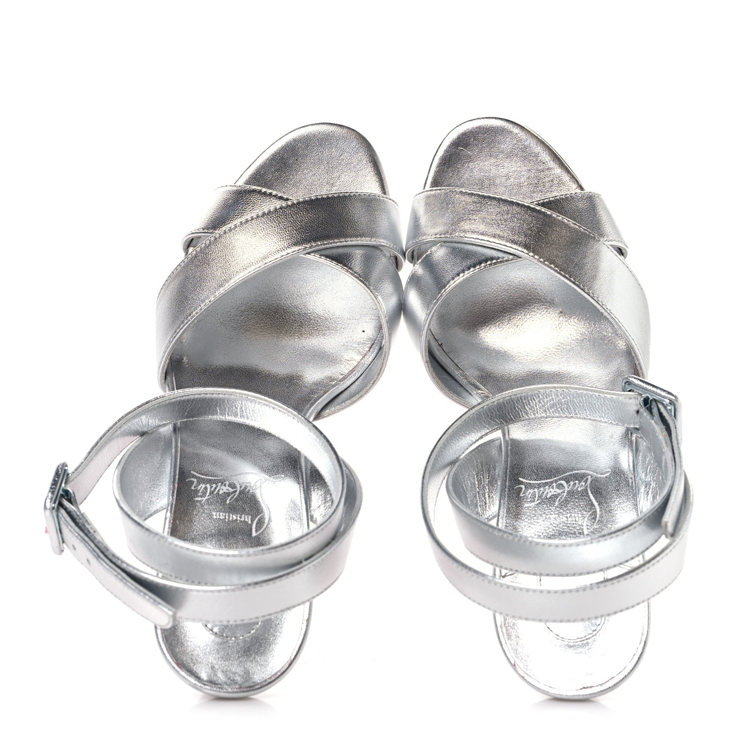Christian Louboutin Kid Laminato Mariza 85 Sandals 36 Silver 2 of 9