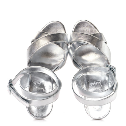 Christian Louboutin Kid Laminato Mariza 85 Sandals 36 Silver 2 of 9