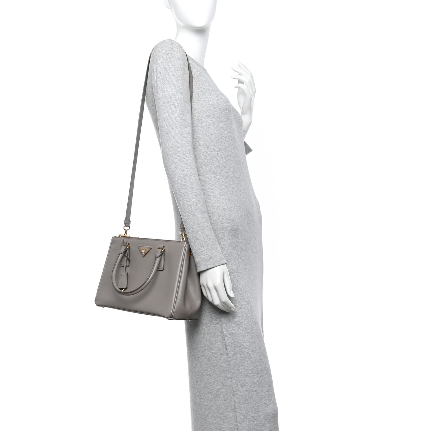 Saffiano Small Galleria Double Zip Tote Argilla