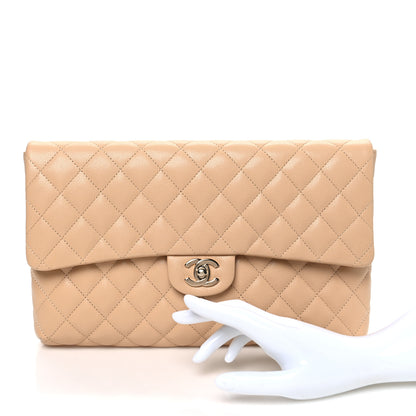 Chanel Caviar Quilted Flap Clutch Beige 2 of 10
