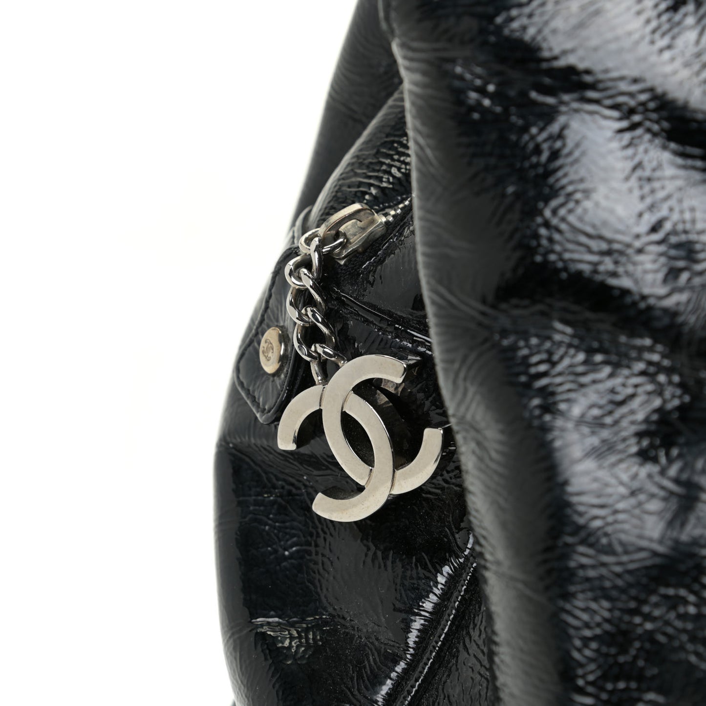 Patent Calfskin Large Luxe Ligne Tote Black