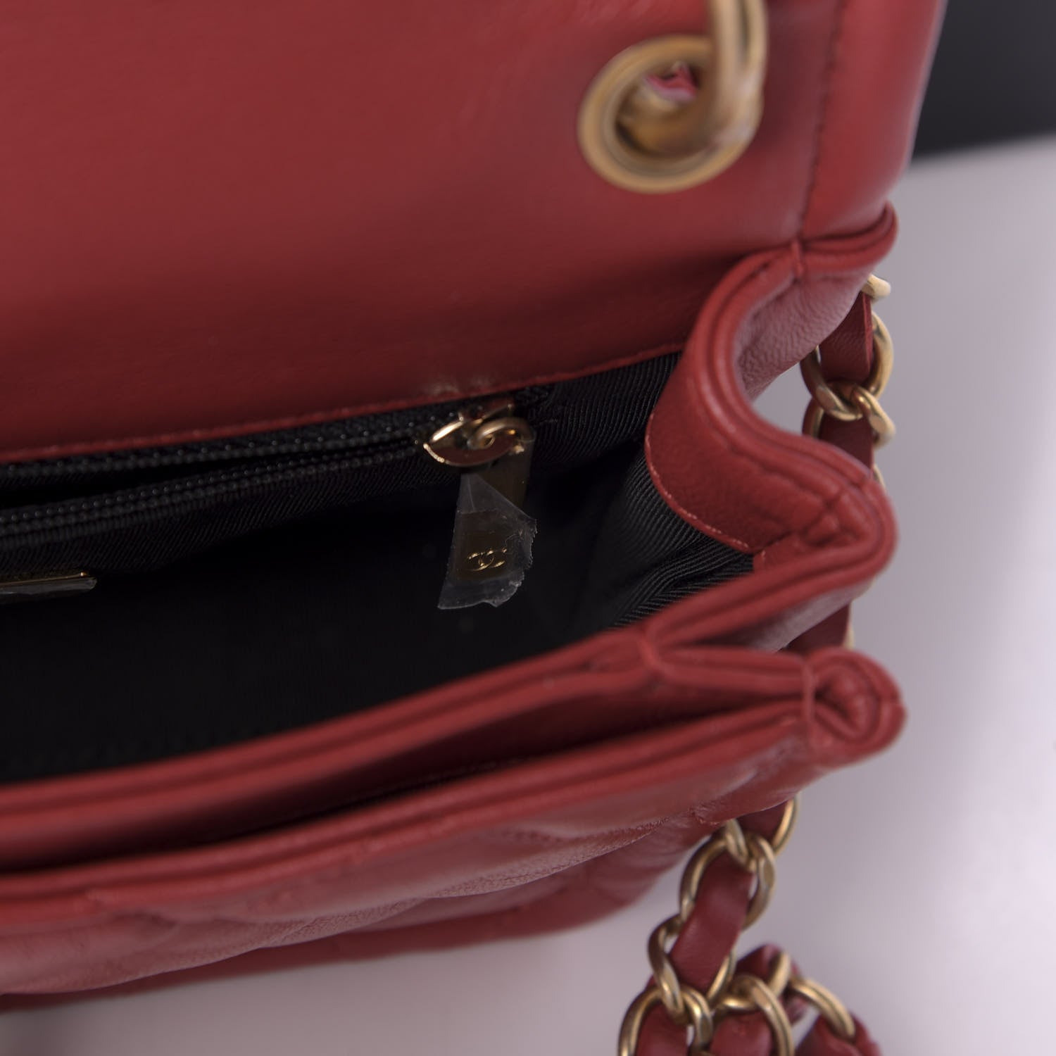 Chanel Lambskin Quilted Chain Linked In Flap Bag Red 7 of 11