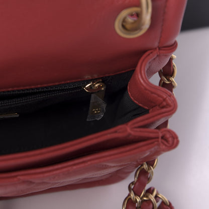 Chanel Lambskin Quilted Chain Linked In Flap Bag Red 7 of 11