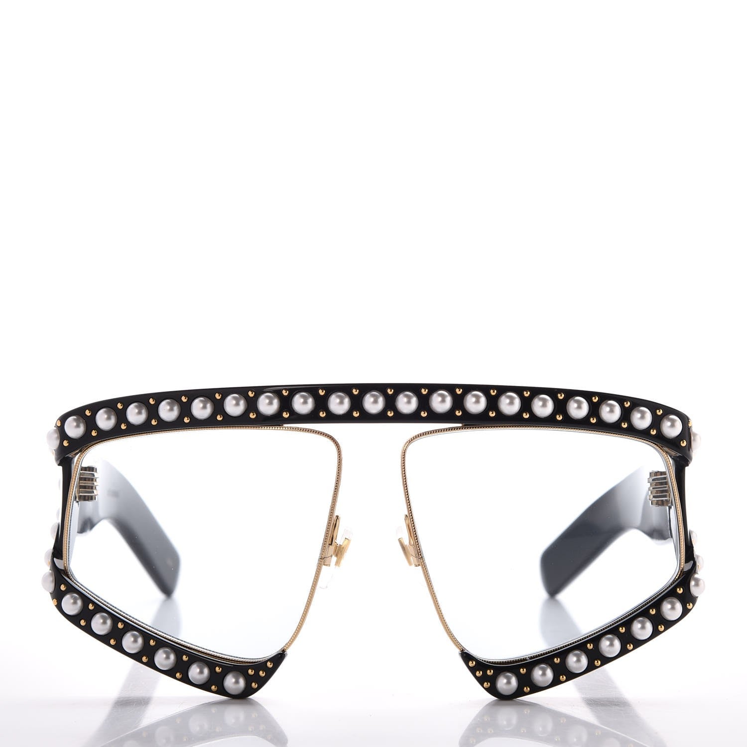 Gucci Acetate Pearl Rectangular Frame Sunglasses GG0234S Black 2 of 9