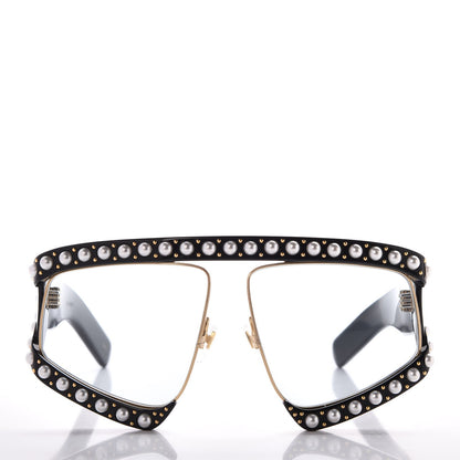 Gucci Acetate Pearl Rectangular Frame Sunglasses GG0234S Black 2 of 9