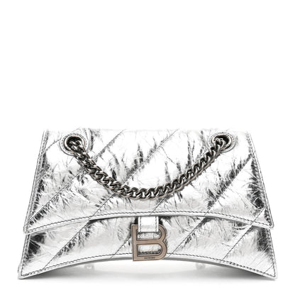 Balenciaga Crushed Calfskin Quilted Small Crush Chain Bag Silver 1 of 11