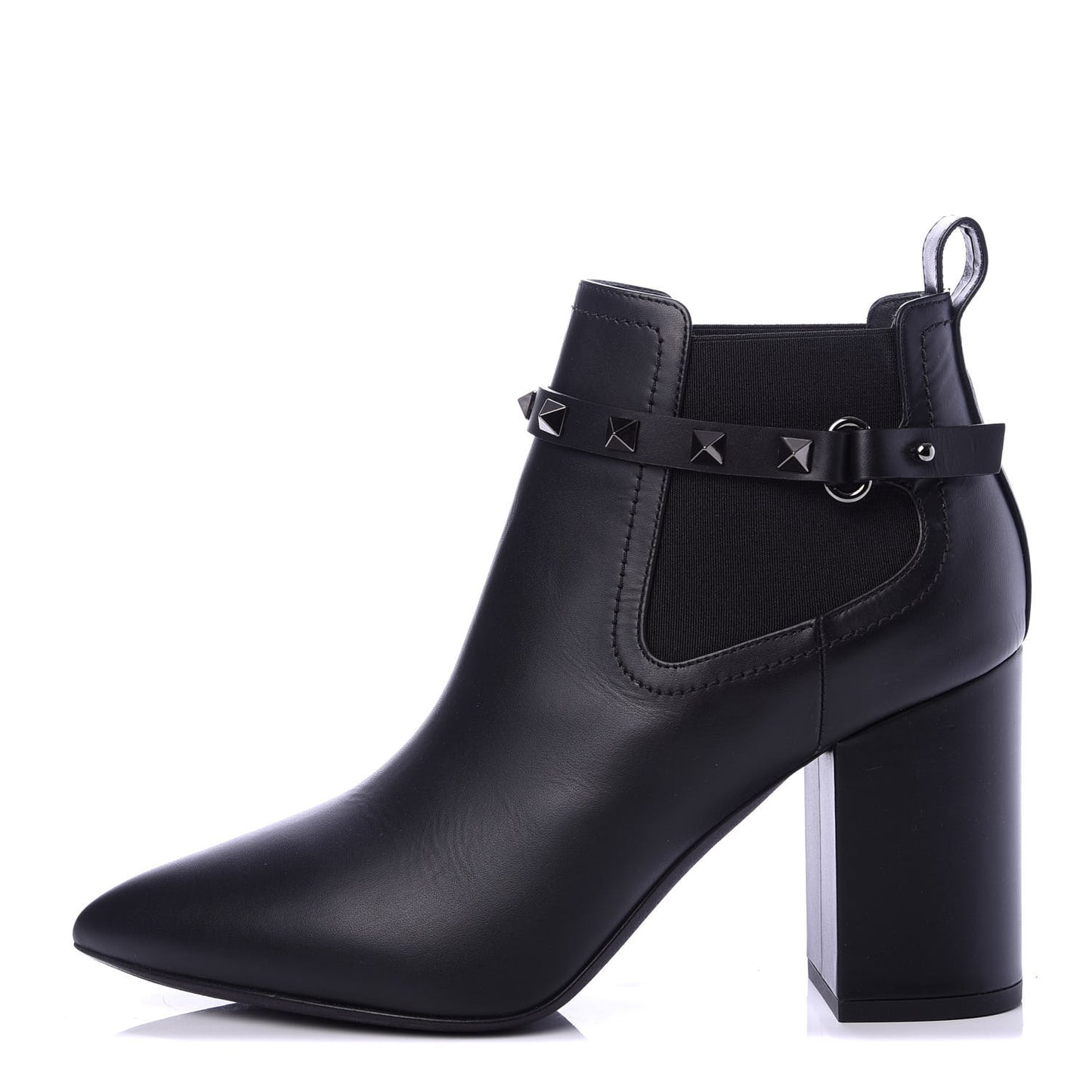 Calfskin Rockstud Chelsea 85mm Ankle Boots 38 Black