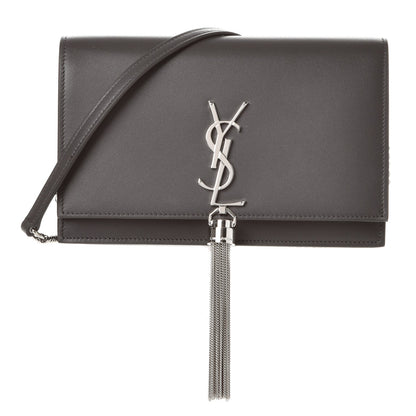 Saint Laurent Smooth Calfskin Classic Monogram Kate Tassel Chain Wallet Grey 1 of 7