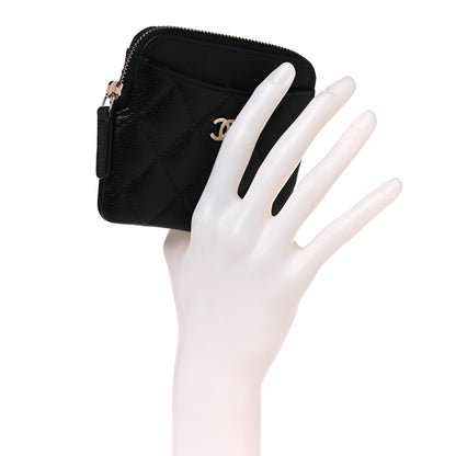 Chanel Caviar Quilted Zip Card Holder Wallet Black 2 of 10