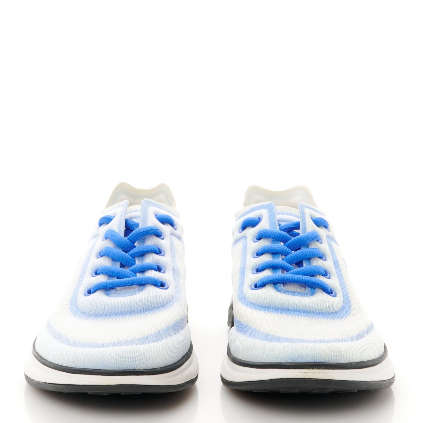 Calfskin Mesh Lycra Womens Logo Sneakers 39.5 White Blue