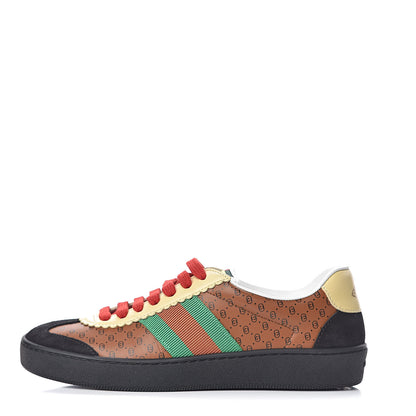 Gucci X DAPPER DAN Calfskin Suede GG Micro Monogram Womens G74 Sneakers 35.5 Black Cuir Burro 1 of 10
