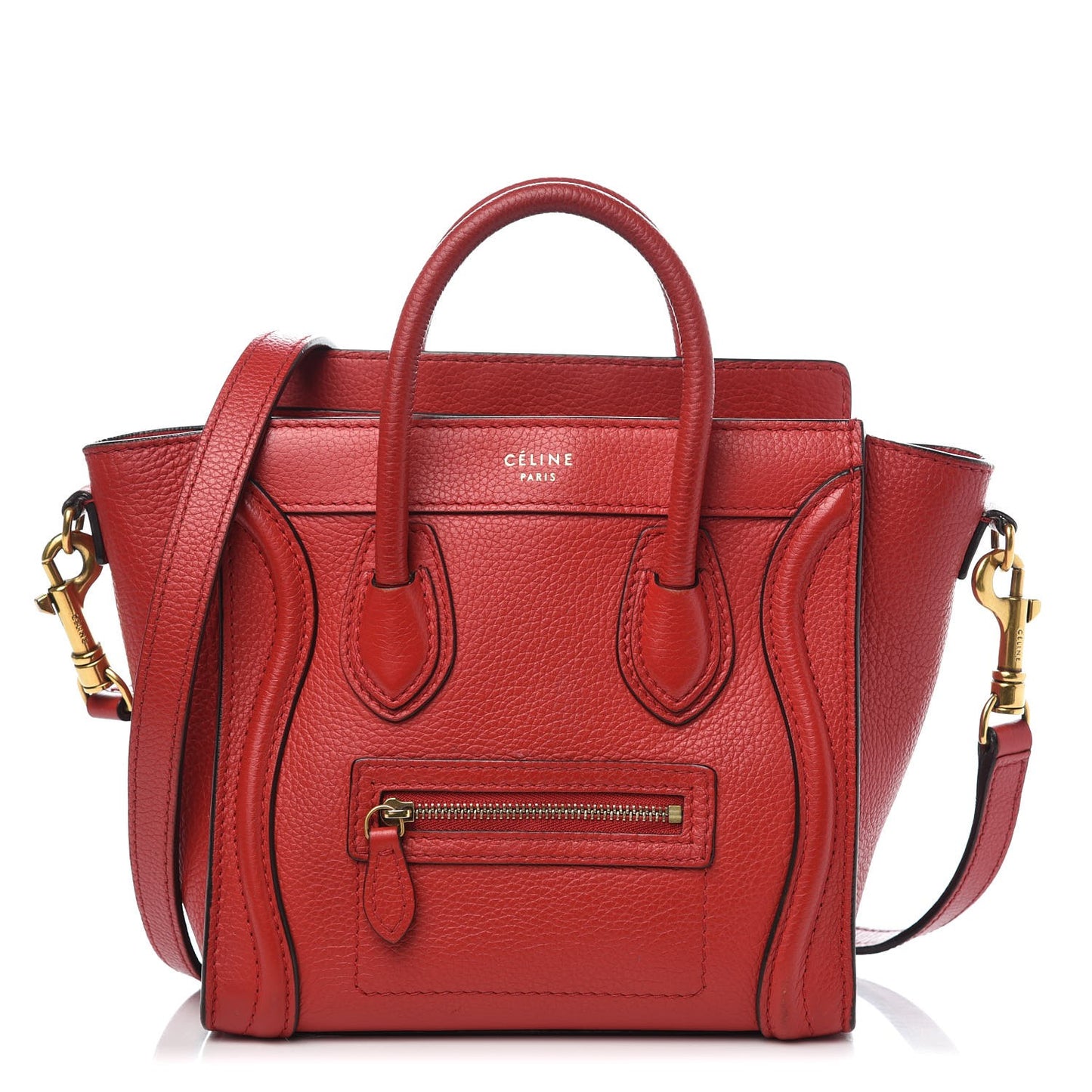 Drummed Calfskin Nano Luggage Coquelicot