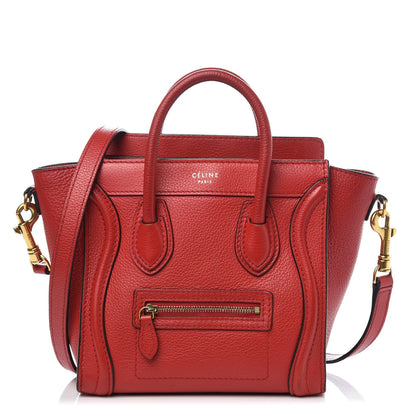Celine Drummed Calfskin Nano Luggage Coquelicot 1 of 13