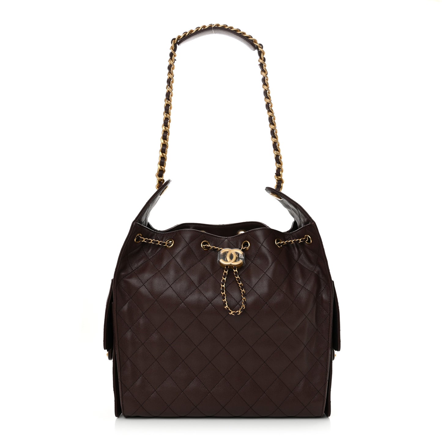 Caviar Quilted Medium Chanel 25 Handbag Dark Brown