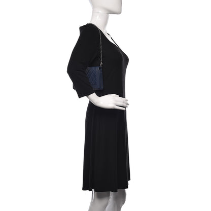 Chanel Lambskin Quilted Boy Wallet On Removable Chain WOC Navy Blue 2 of 13