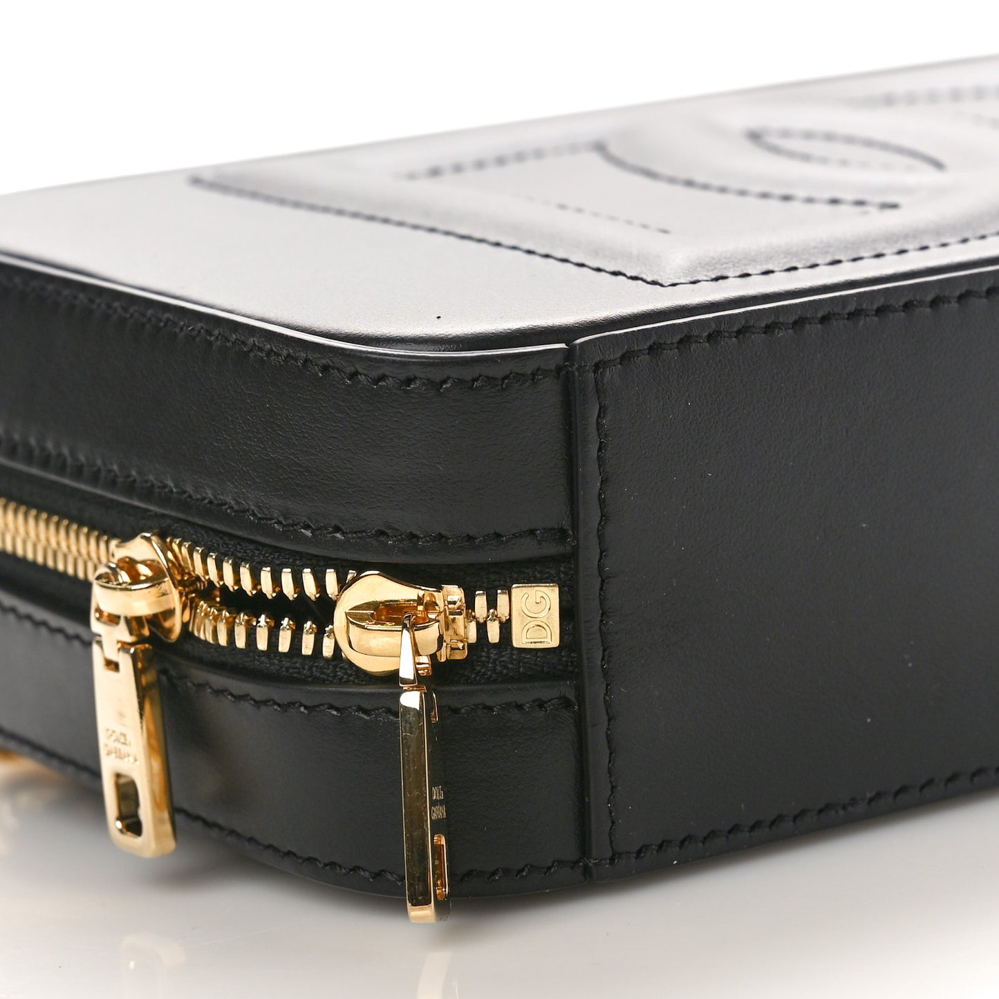 Calfskin Small DG Logo Camera Crossbody Bag Black