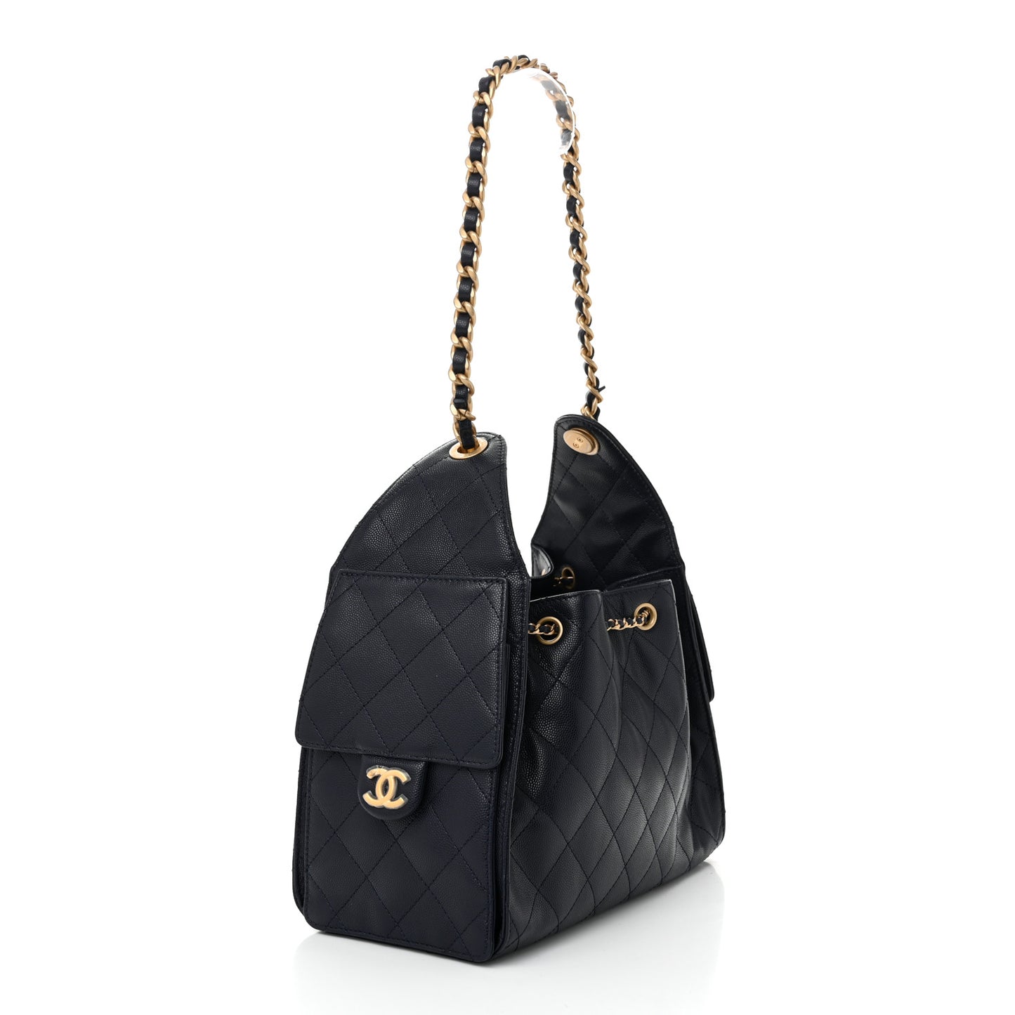 Caviar Quilted Small Chanel 25 Handbag Dark Navy