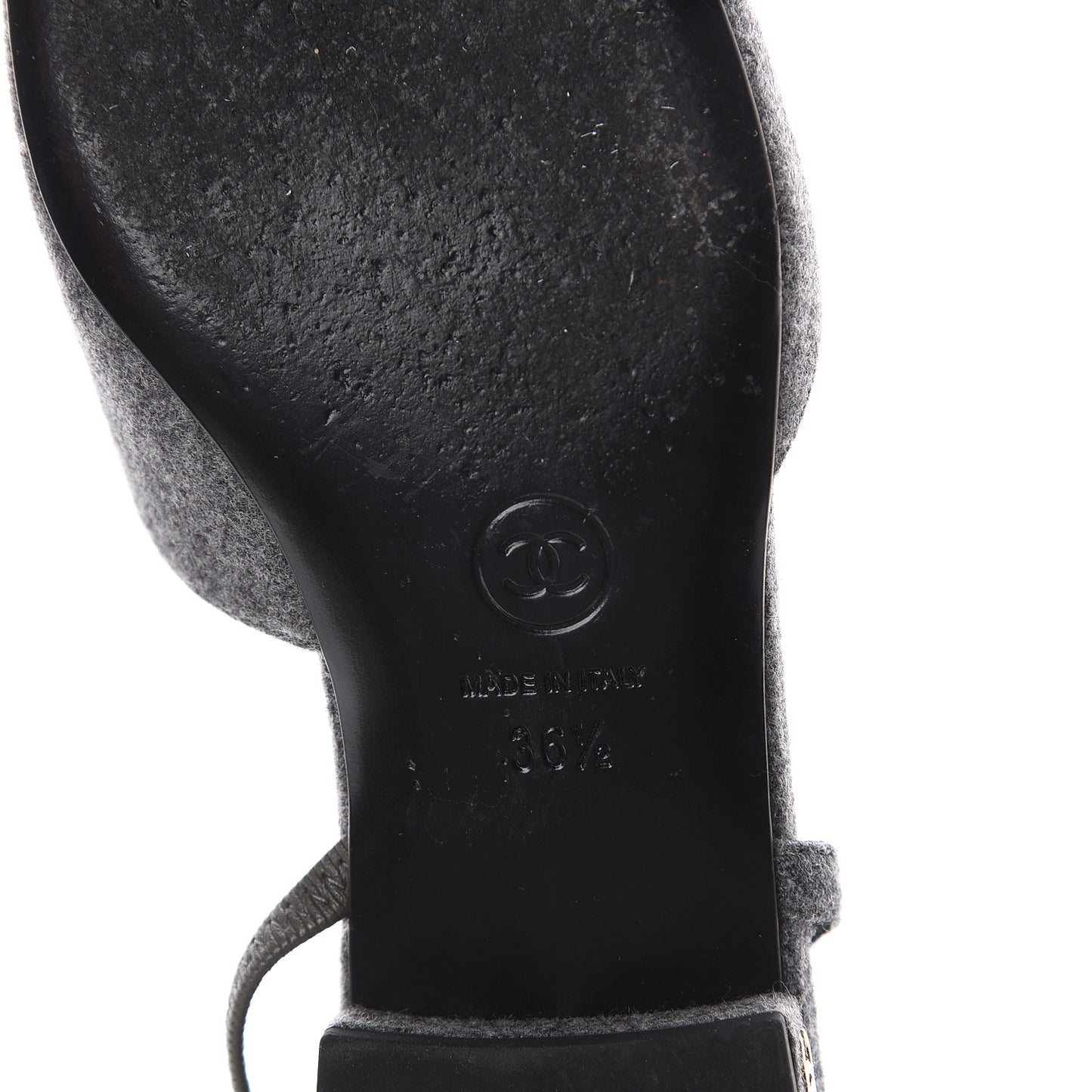 Wool Velvet Cap Toe CC Slingback Pumps 36.5 Black Grey