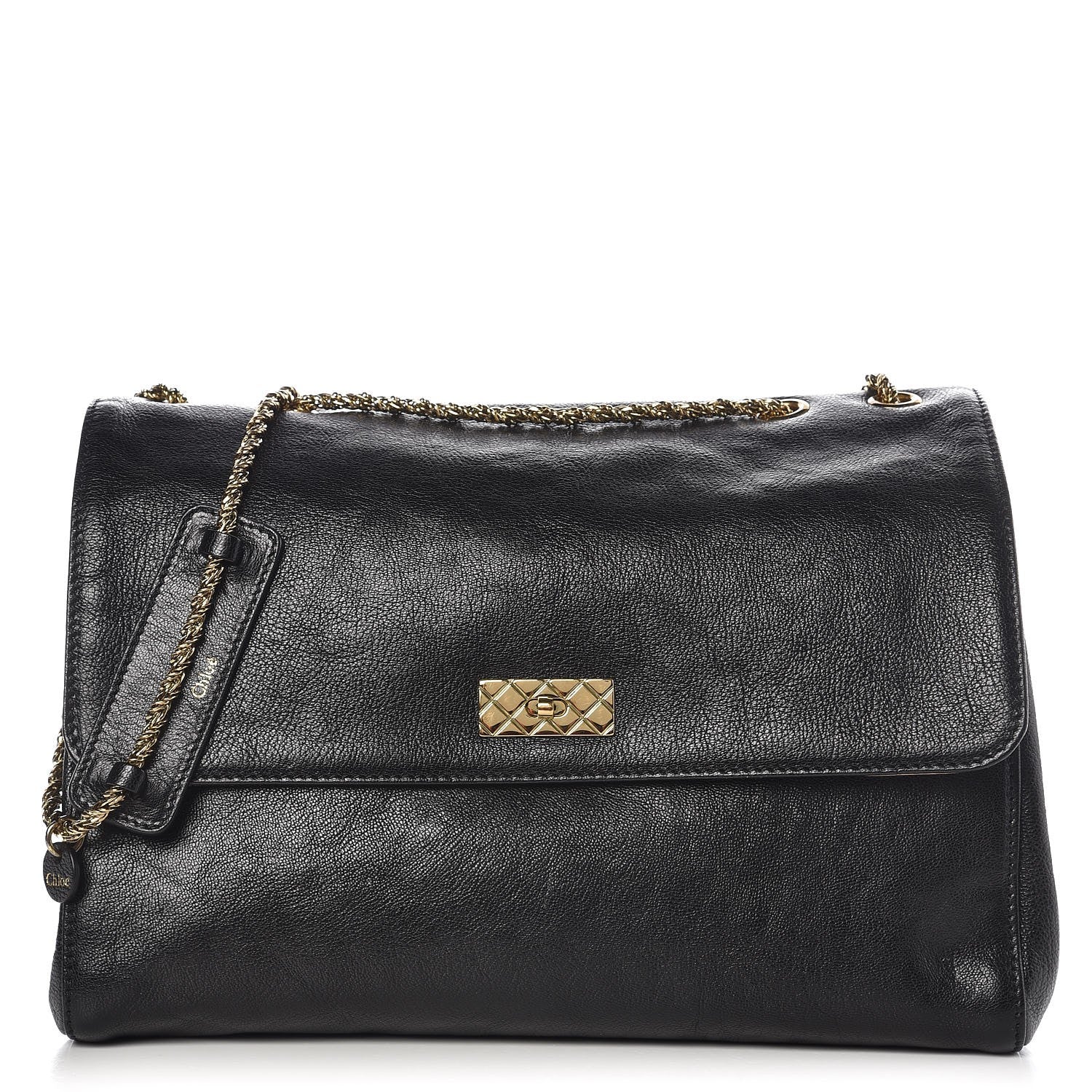 Chloe Calfskin Crystal Tassel Flap Bag Black 1 of 8