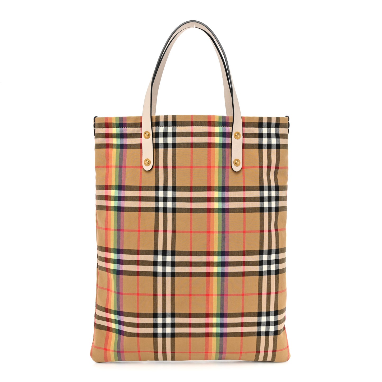 Vintage Rainbow Check Shopper Tote White