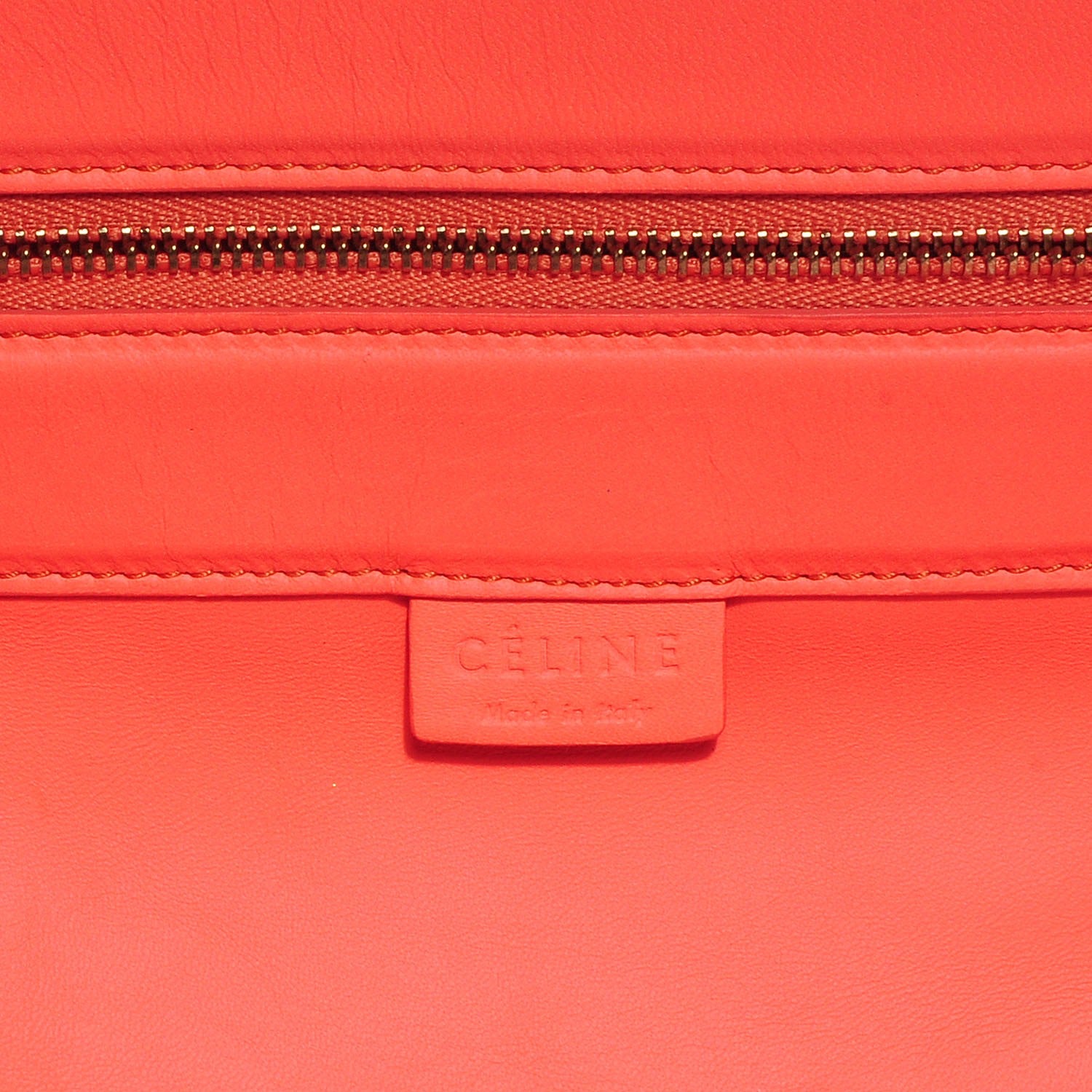 Celine Lambskin Horizontal Cabas Fluo Peach 5 of 7