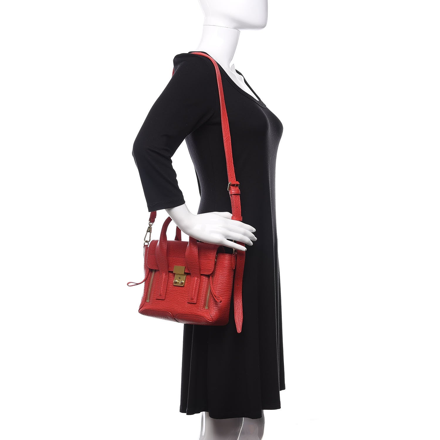 3.1 Phillip Lim 3.1 Textured Calfskin Mini Pashli Satchel Red 2 of 10
