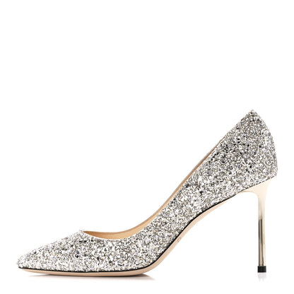Jimmy Choo Glitter Pointy Toe Romy 85 Pumps 38.5 Champagne 1 of 7