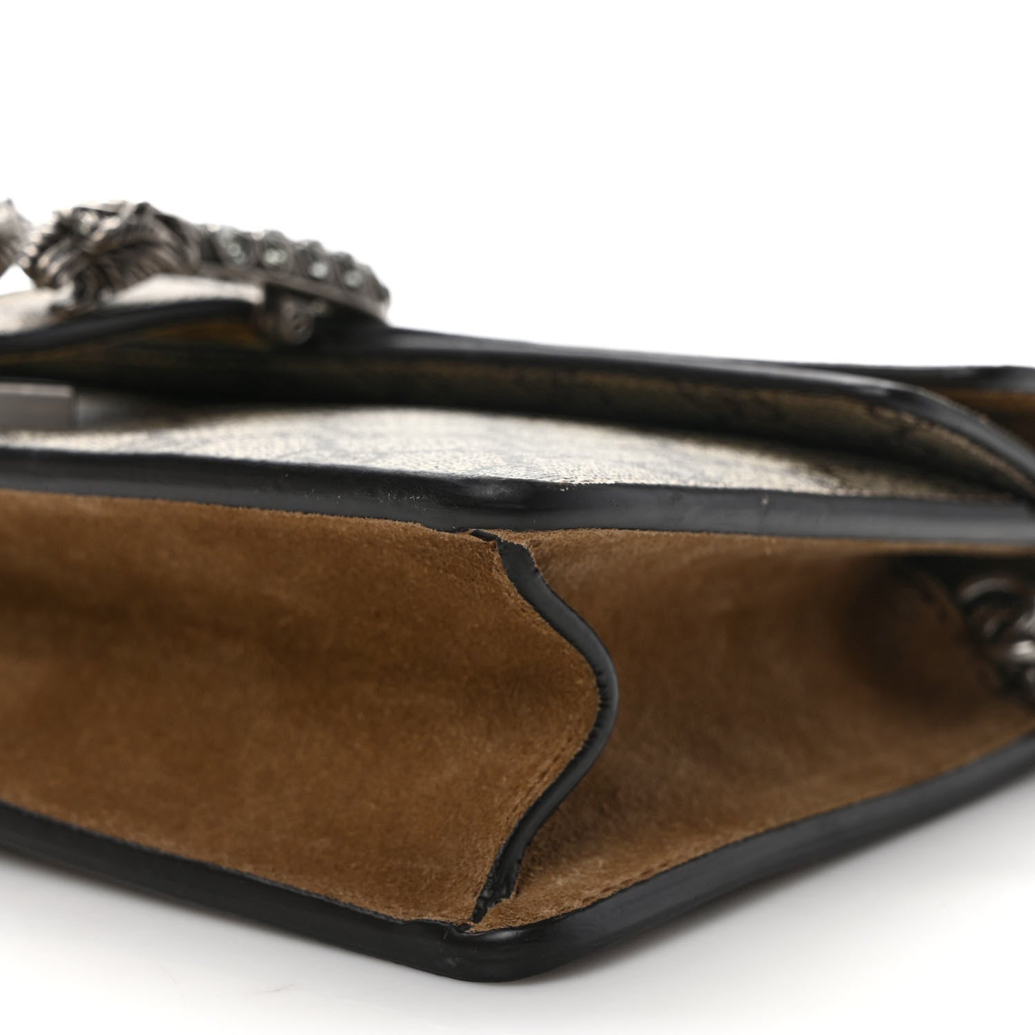 Gucci GG Supreme Monogram Suede Crystal Small Dionysus Shoulder Bag Beige Ebony Taupe 9 of 11