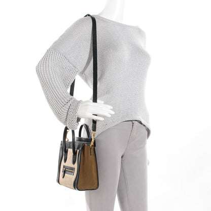 Celine Nubuck Smooth Calfskin Nano Tri-Color Luggage Beige 2 of 8