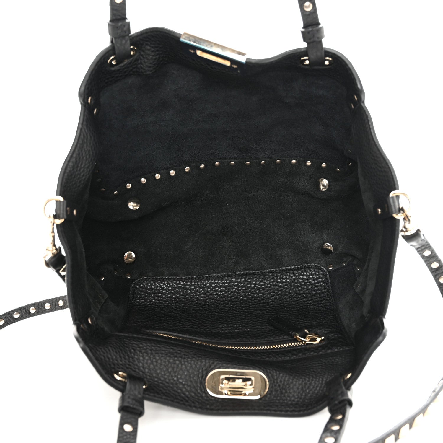 Valentino Garavani Grained Calfskin Small Rockstud Tote Black 5 of 9