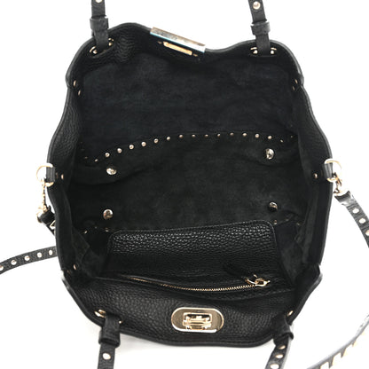 Valentino Garavani Grained Calfskin Small Rockstud Tote Black 5 of 9
