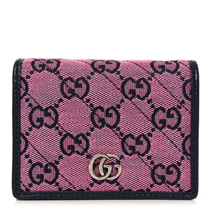 Gucci Monogram Multicolor Matelasse Diagonal GG Marmont Card Case Wallet Pink Blue 1 of 8